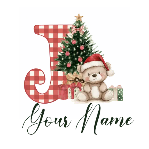 Christmas Alphabet Teddy Bear Letter J