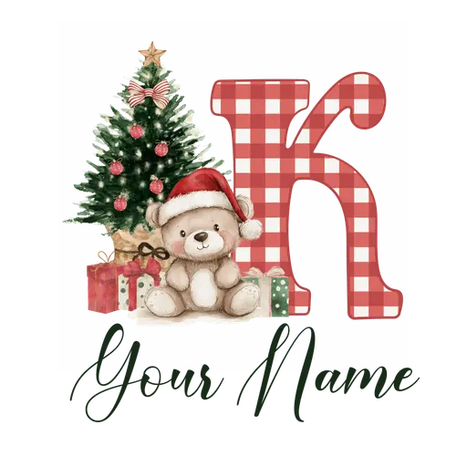Christmas Alphabet Teddy Bear Letter K