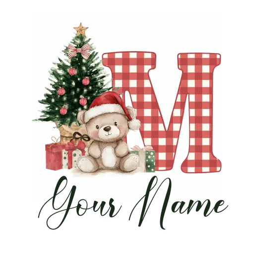 Christmas Alphabet Teddy Bear Letter M