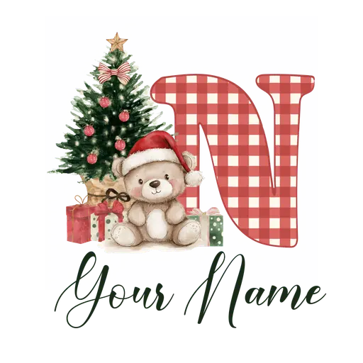 Christmas Alphabet Teddy Bear Letter N