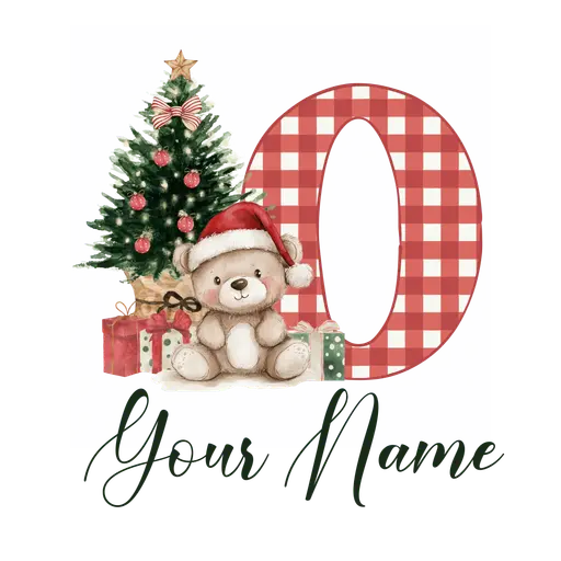 Christmas Alphabet Teddy Bear Letter O