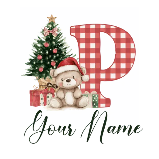Christmas Alphabet Teddy Bear Letter P