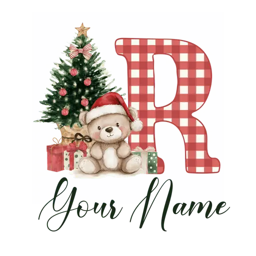 Christmas Alphabet Teddy Bear Letter R