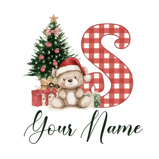 Christmas Alphabet Teddy Bear Letter S