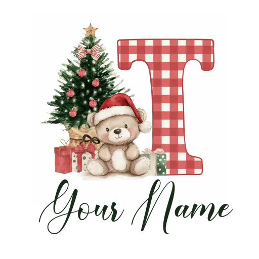 Christmas Alphabet Teddy Bear Letter T