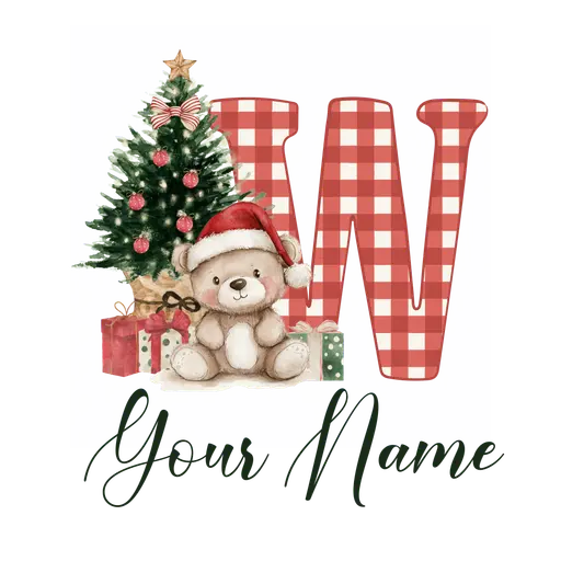 Christmas Alphabet Teddy Bear Letter W