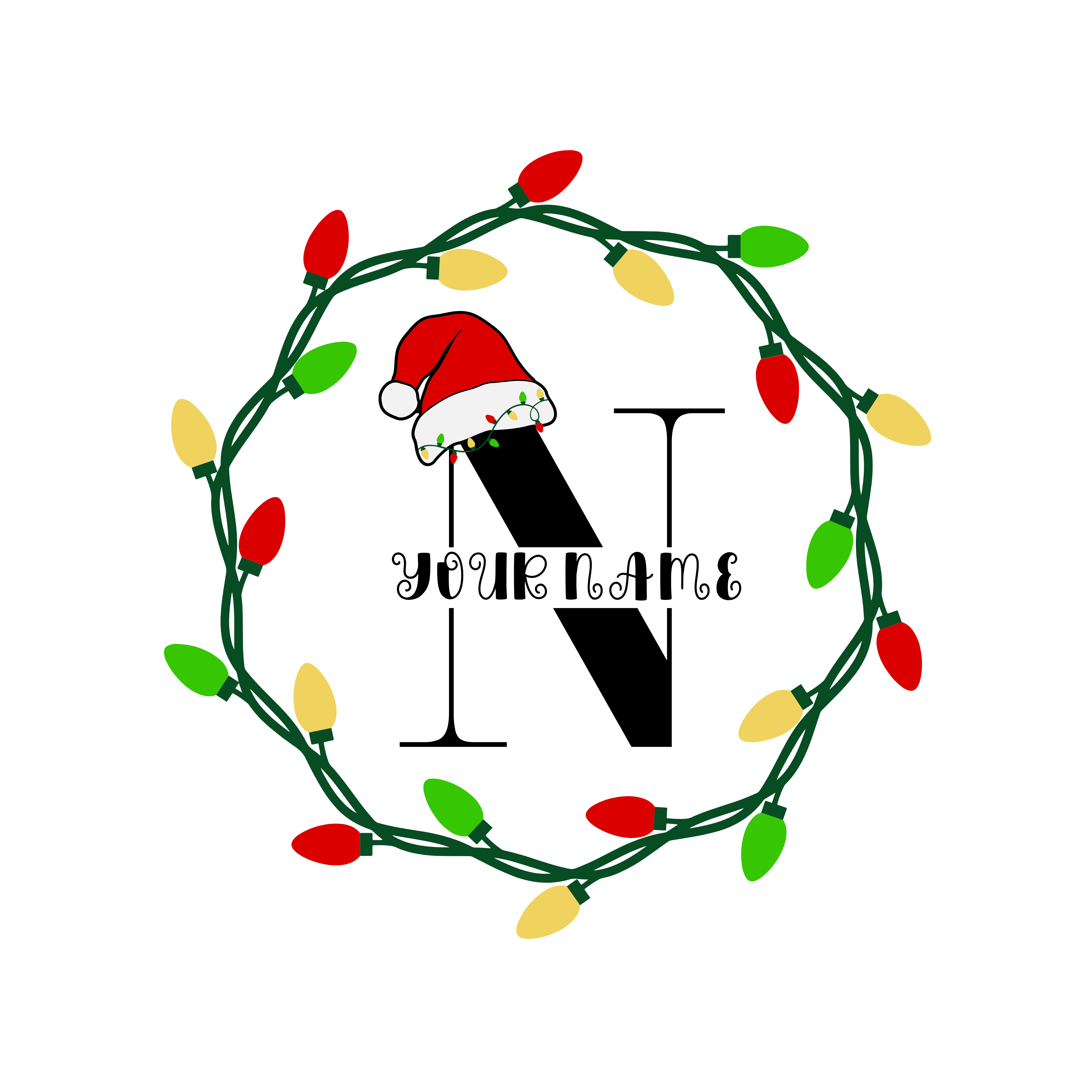 Christmas Alphabet Wreath N