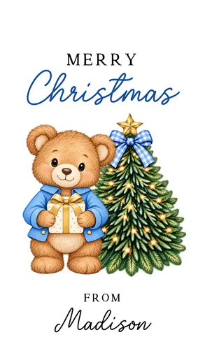 Christmas Gift Tag 2026 Blue Bear