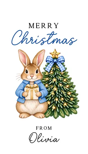 Christmas Gift Tag 2026 Blue Bunny