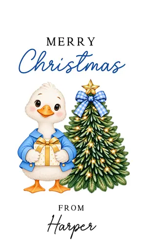 Christmas Gift Tag 2026 Blue Duck