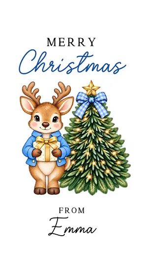 Christmas Gift Tag 2026 Blue Reindeer