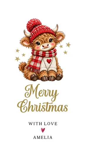 Christmas Gift Tag 2026 Highland Cow