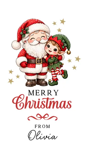 Christmas Gift Tag 2026 Santa and Elf