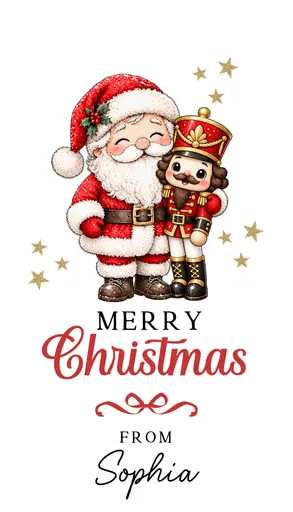 Christmas Gift Tag 2026 Santa and Nutcracker