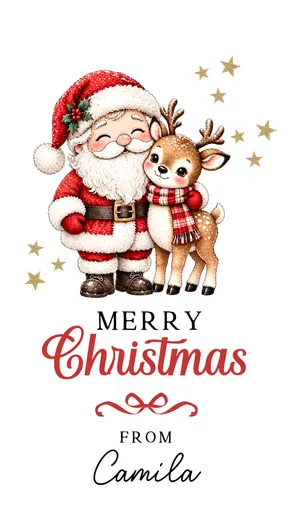 Christmas Gift Tag 2026 Santa and Reindeer