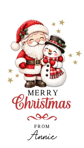 Christmas Gift Tag 2026 Santa and Snowman