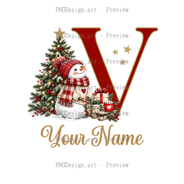 Christmas Ornament Alphabet V