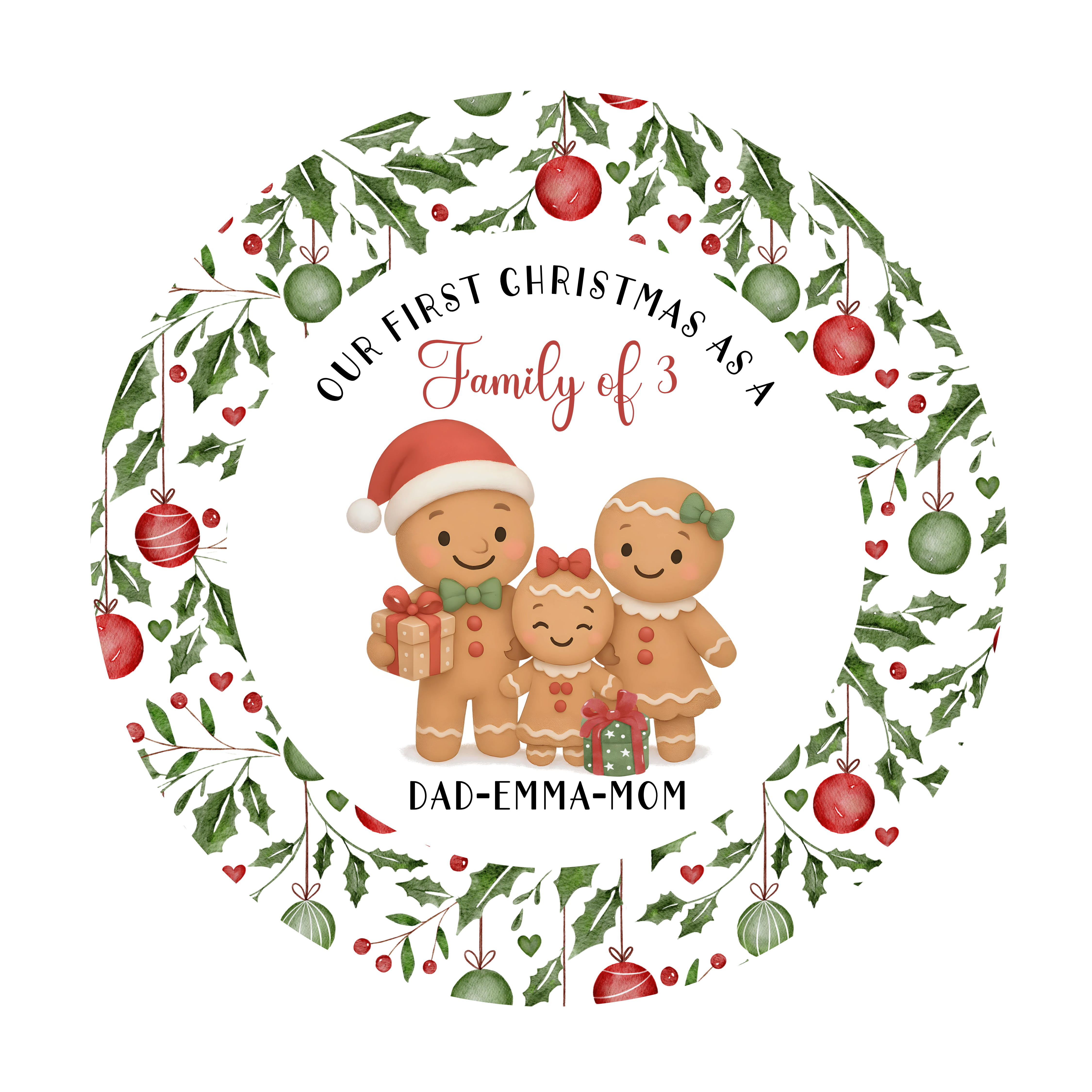 Christmas Ornament Bundle 2025 03 01 - Family of 3 Emma