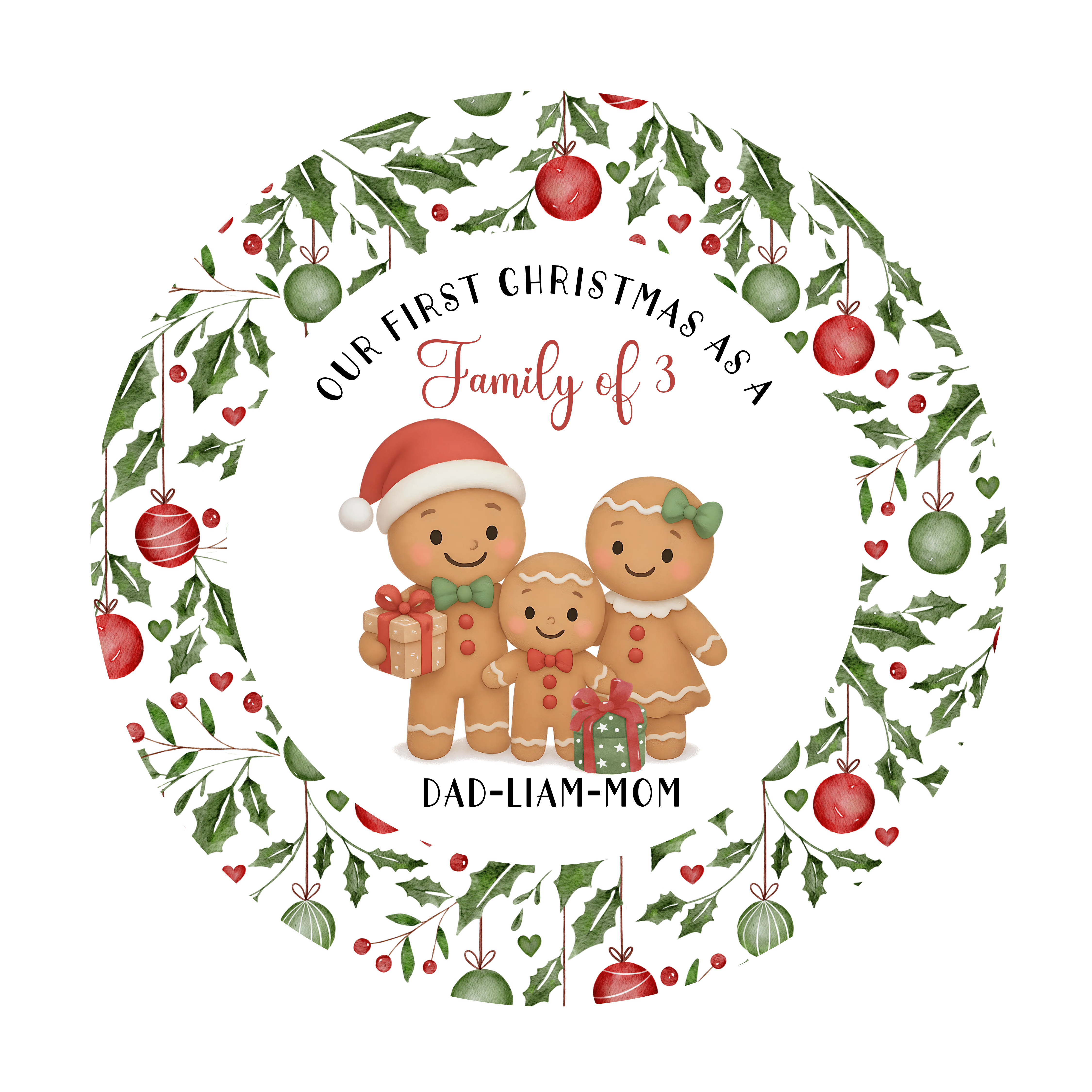 Christmas Ornament Bundle 2025 03 02 - Family of 3 Liam
