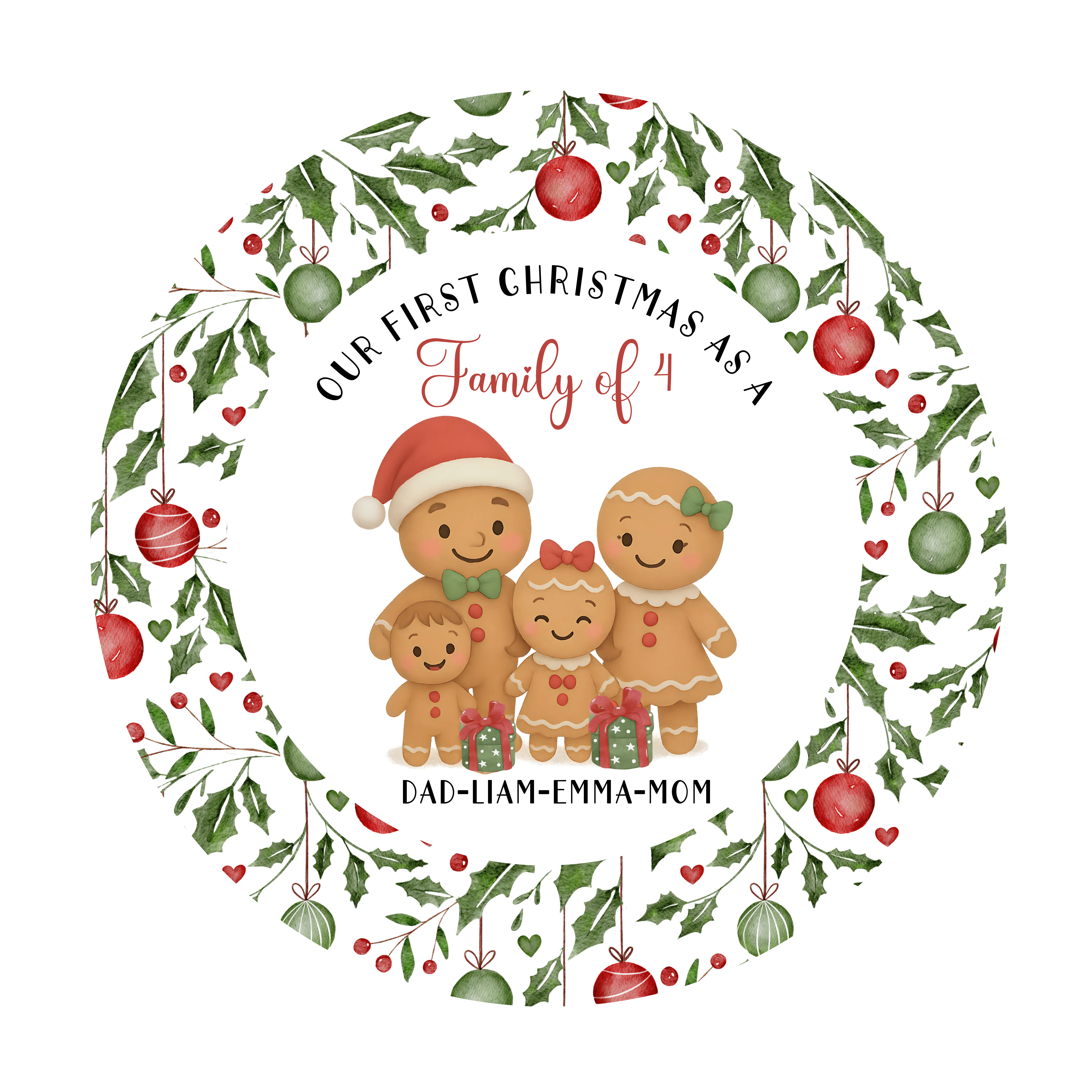 Christmas Ornament Bundle 2025 03 03 - Family of 4 Liam Emma