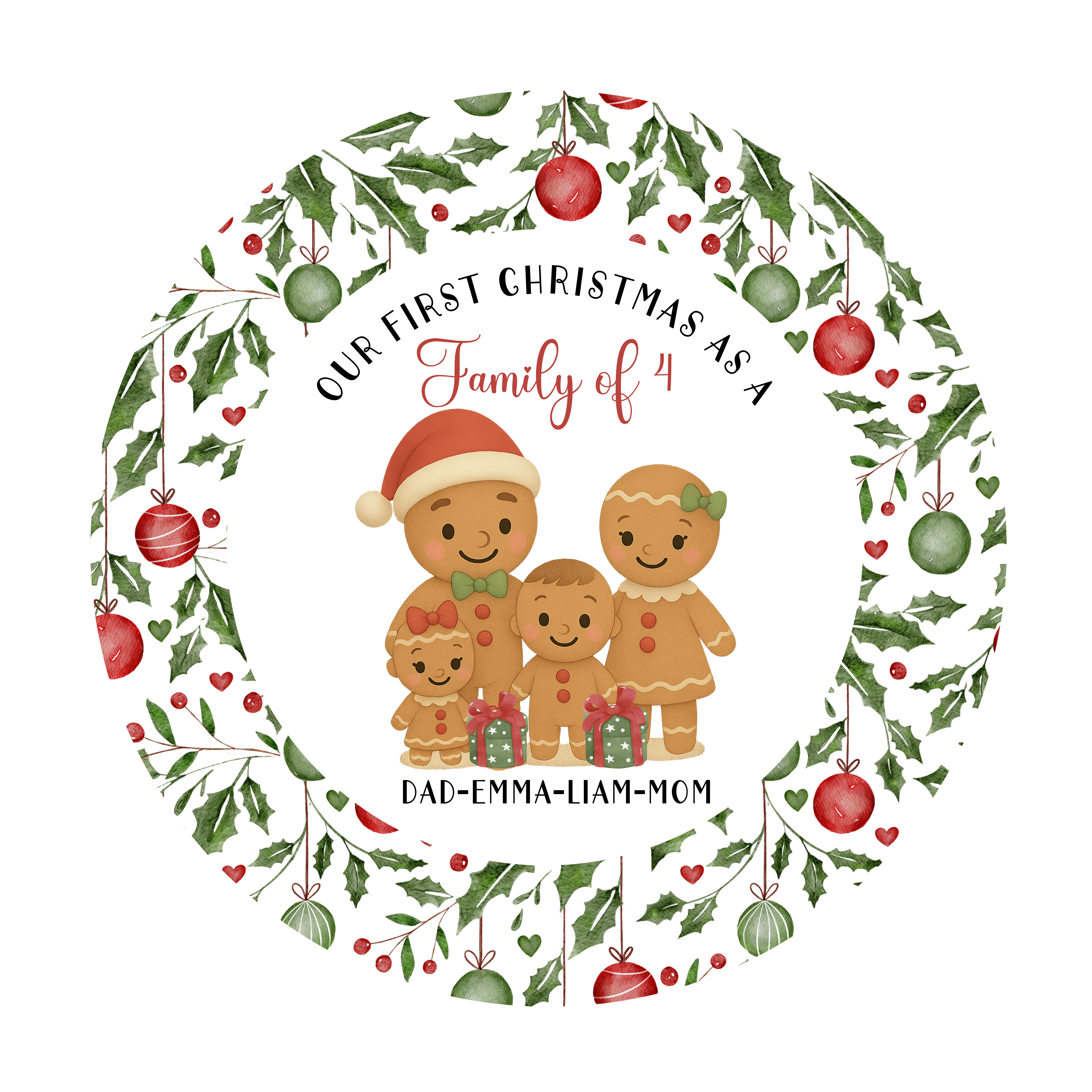 Christmas Ornament Bundle 2025 03 04 - Family of 4 Emma Liam