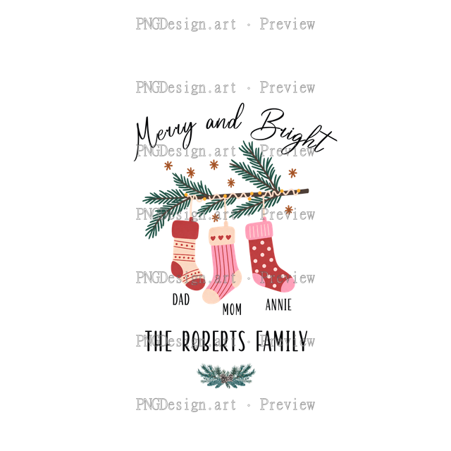 Family Stocking Christmas Ornament 2026-04 B
