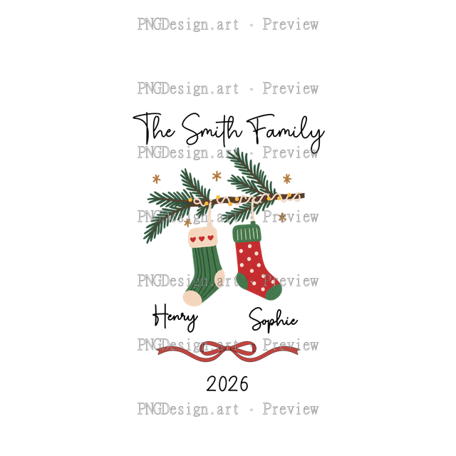 Family Stocking Christmas Ornament 2026-05 A