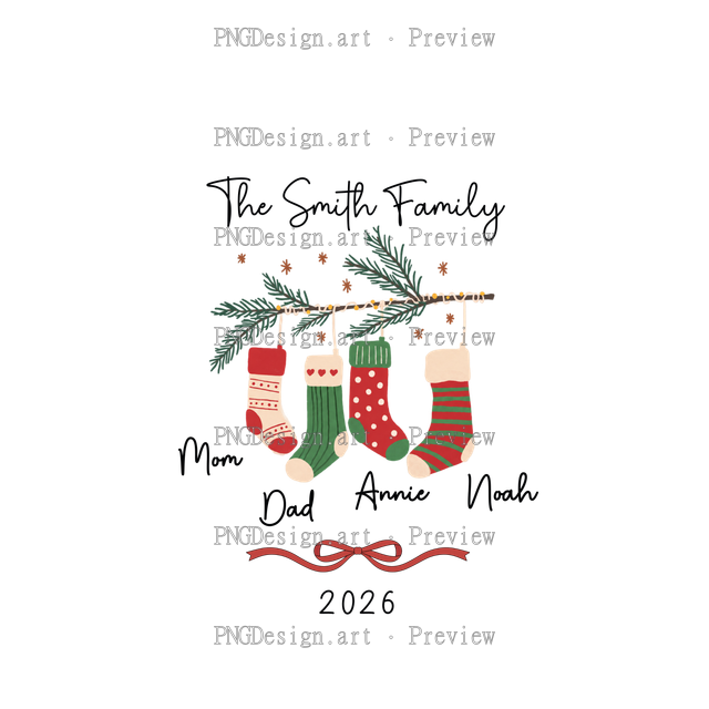 Family Stocking Christmas Ornament 2026-05 C