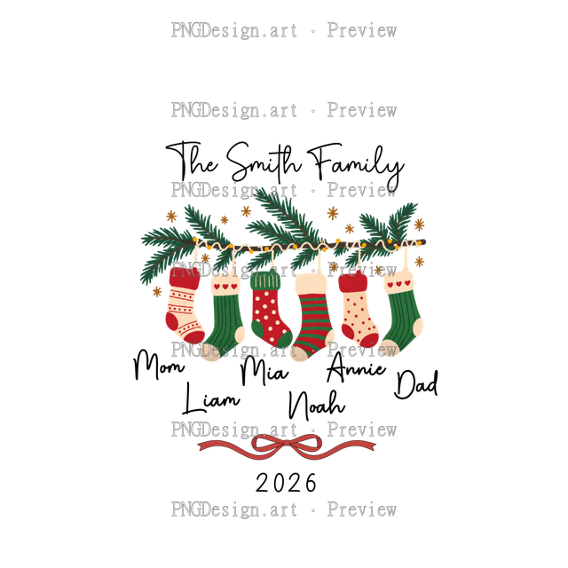 Family Stocking Christmas Ornament 2026-05 E