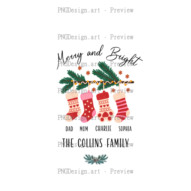 Family Stocking Christmas Ornament 2026-06 B