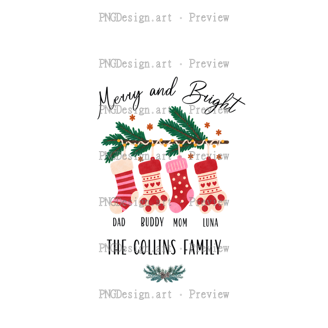 Family Stocking Christmas Ornament 2026-06 C