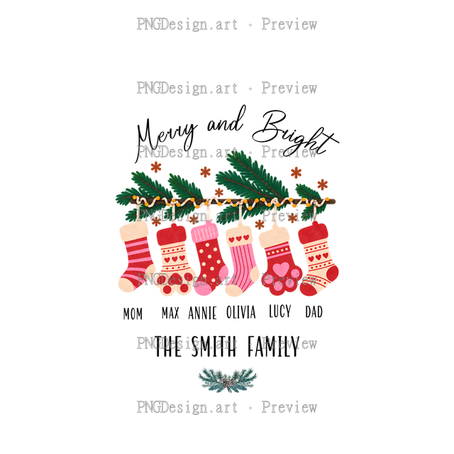 Family Stocking Christmas Ornament 2026-06 F