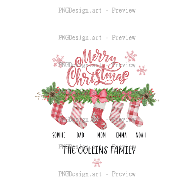 Family Stocking Christmas Ornament 2026-07 B