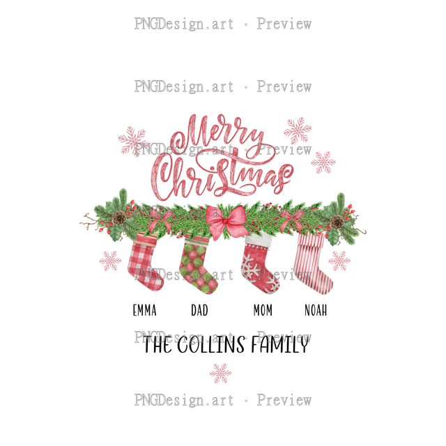 Family Stocking Christmas Ornament 2026-07 C
