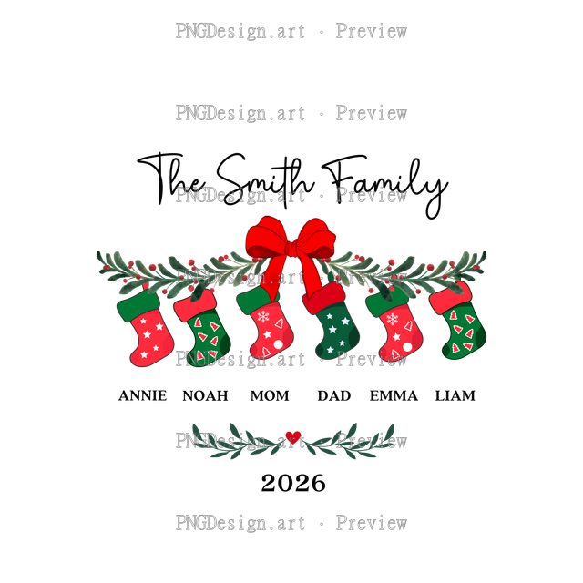 Family Stocking Christmas Ornament 2026-08 A