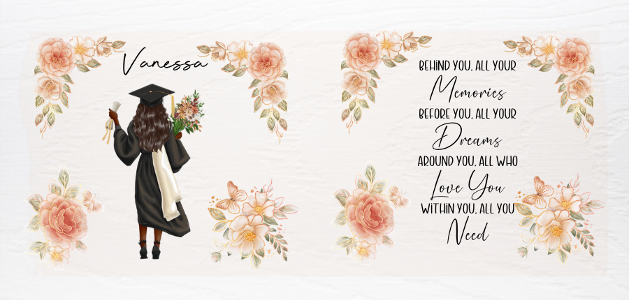 Graduate Mug - Memories (Peach Roses, Brunette)