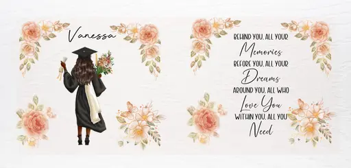 Graduate Mug - Memories (Peach Roses, Brunette)