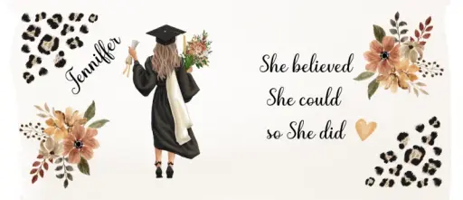 Graduate Mug - She Believed (Boho Leopard, Bouquet)