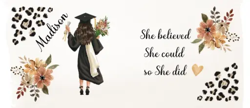 Graduate Mug - She Believed (Boho Leopard, Brunette)
