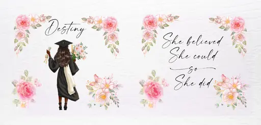 Graduate Mug - She Believed (Pink Roses, Brunette)