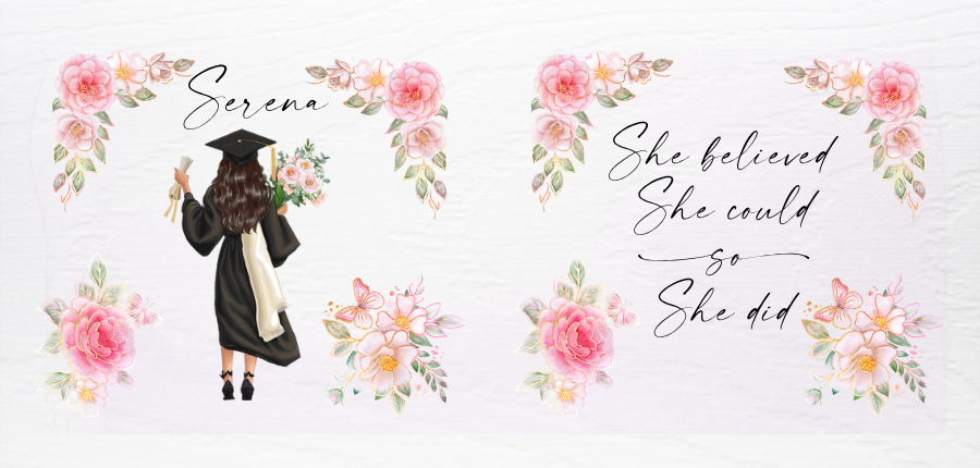 Graduate Mug - She Believed (Pink Roses, Diploma)