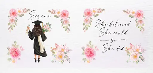 Graduate Mug - She Believed (Pink Roses, Diploma)