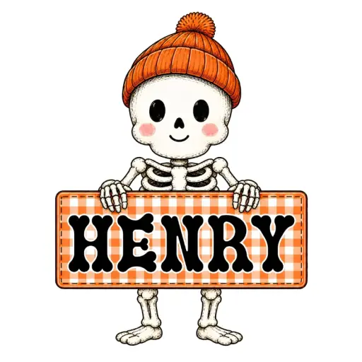 Orange Hat Skeleton Sign
