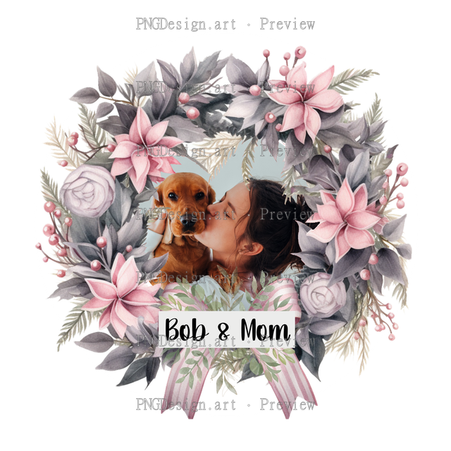 Photo Template Christmas Ornament 3 - Pet and Mom