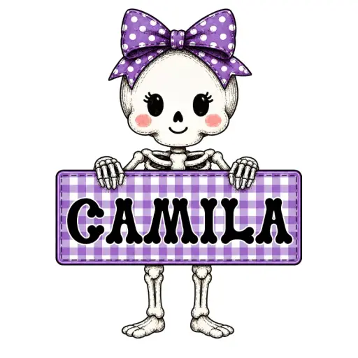 Purple Bow Skeleton Sign