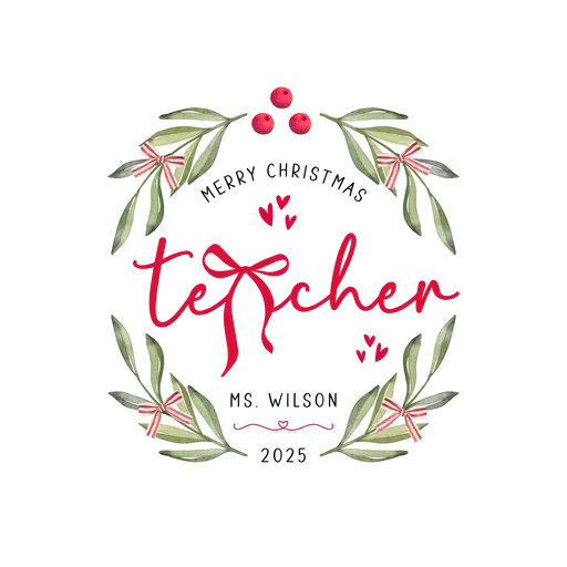 Teacher Ornament 2025 13 - Merry Christmas Red