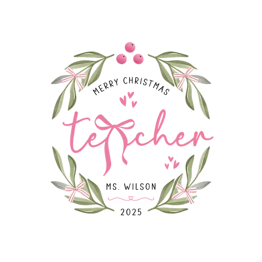 Teacher Ornament 2025 15 - Merry Christmas Blush