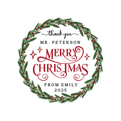 Teacher Ornament 2025 16 - Merry Christmas Wreath