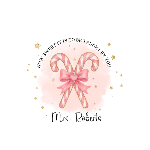 Teacher Ornament 2025 20 - Blush Candy Canes