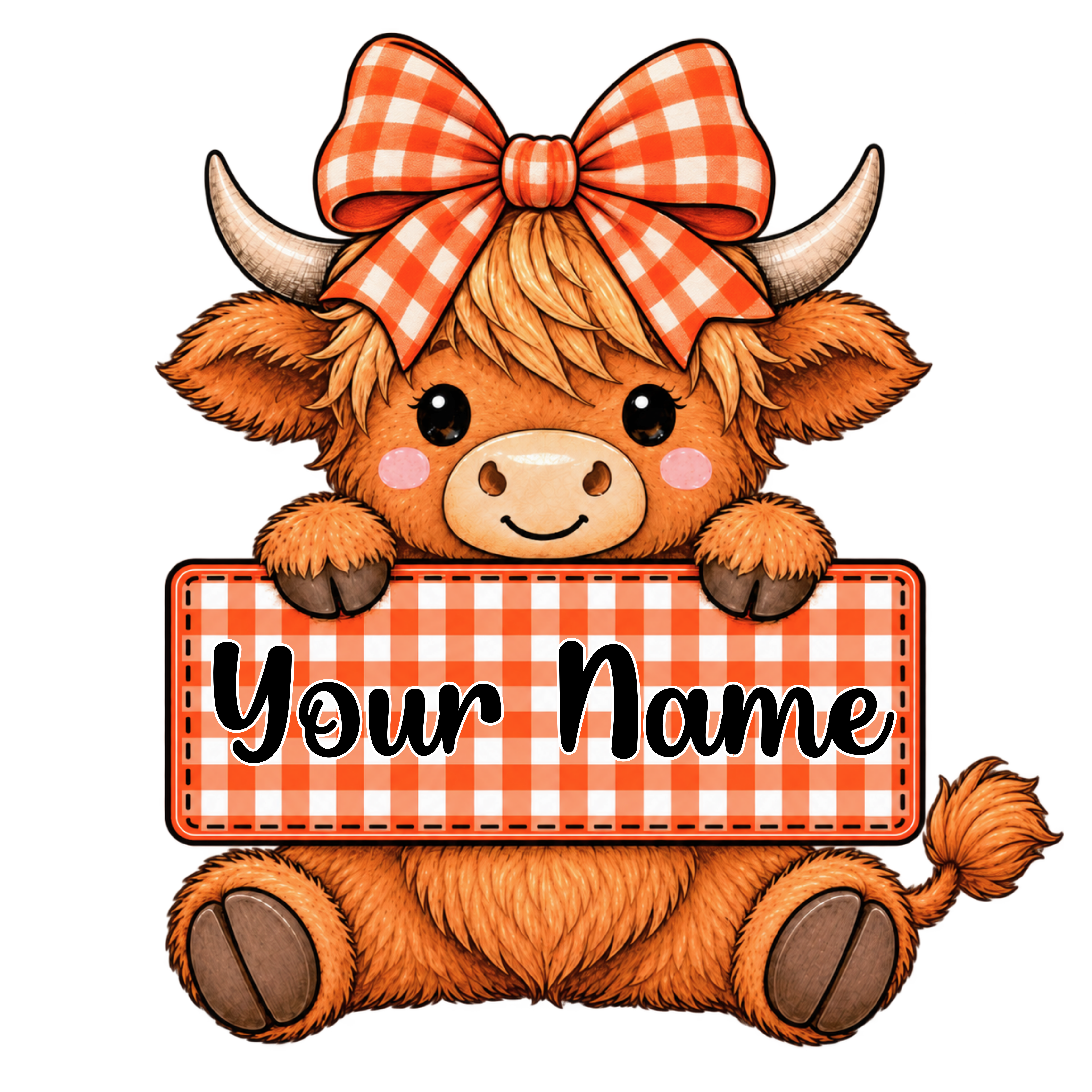 Thanksgiving Highland Cow Bow Name Sign
